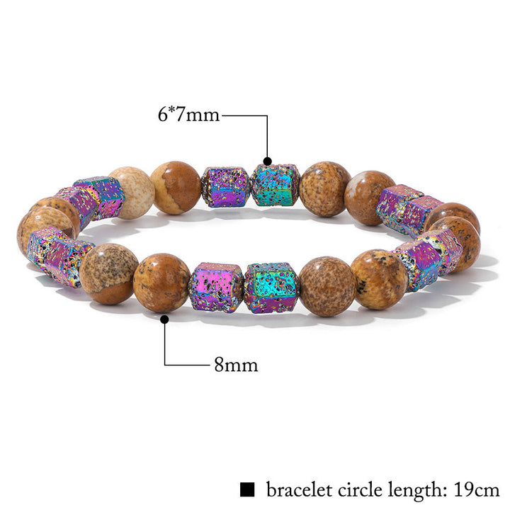 Bracelet en perles de pierre de lave géométriques pailletées Olivenorma