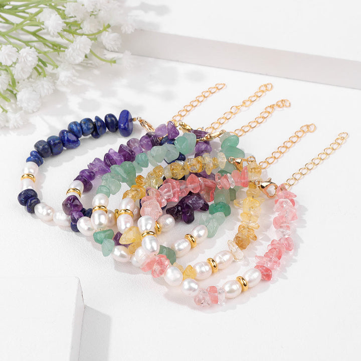 Bracelet de perles irrégulières en gravier et pierres précieuses Olivenorma