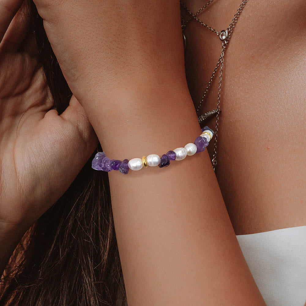 Bracelet de perles irrégulières en gravier et pierres précieuses Olivenorma