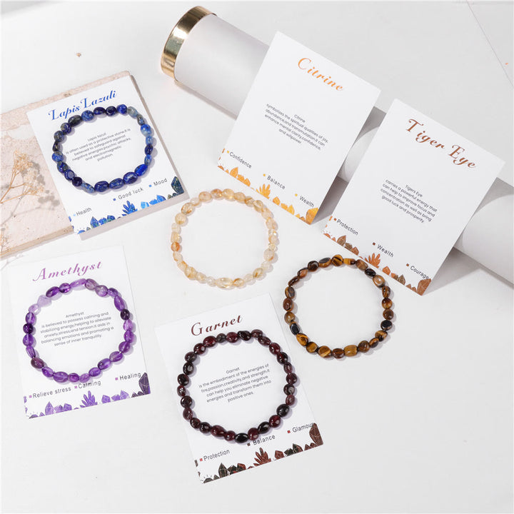 Bracelet de guérison ajustable en pierres précieuses irrégulières Olivenorma