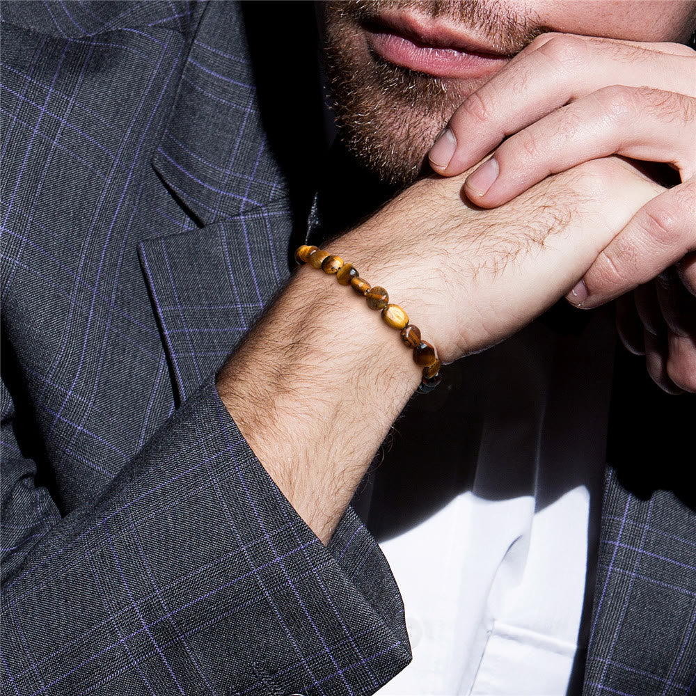 Bracelet de guérison ajustable en pierres précieuses irrégulières Olivenorma