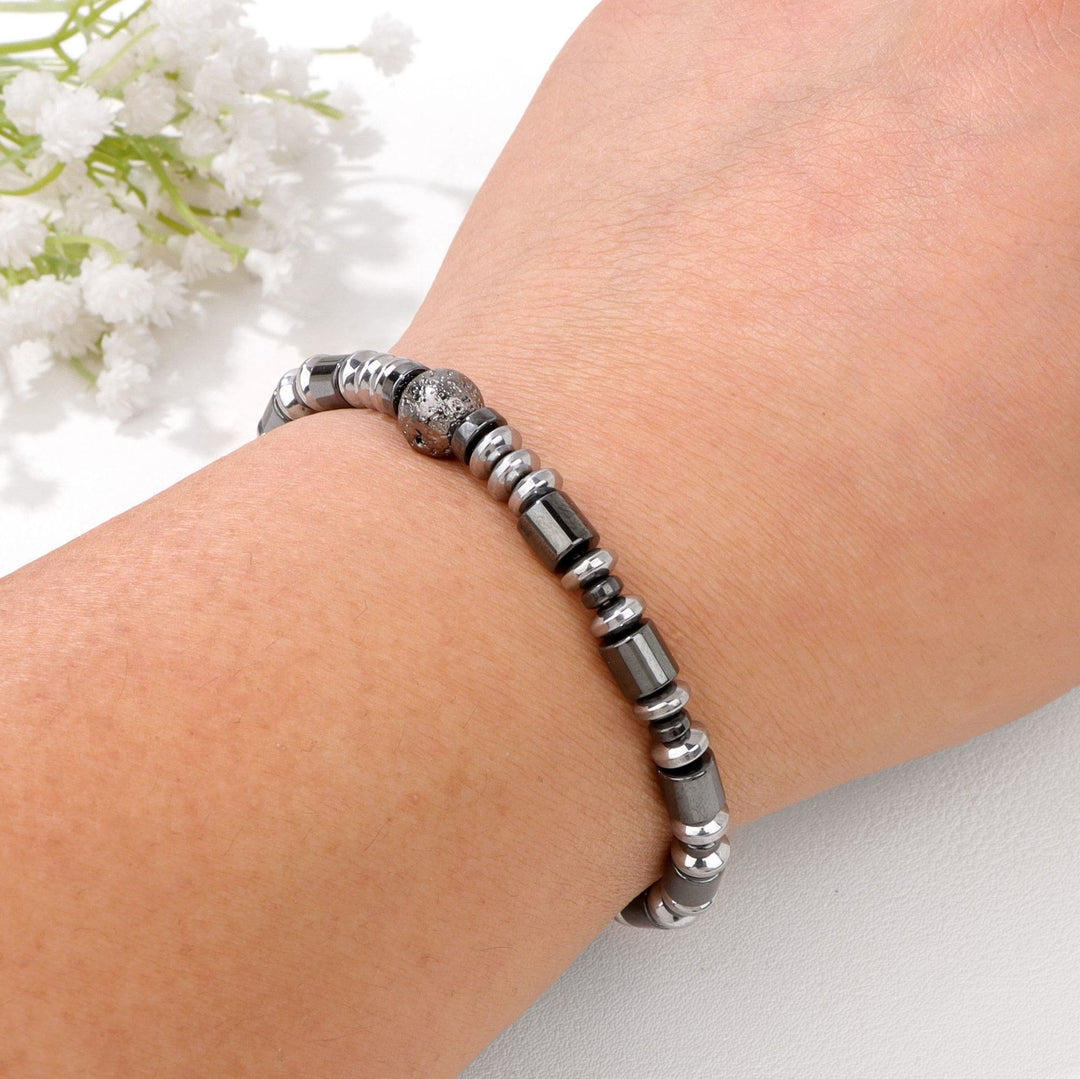 Bracelet de perles en pierre de lave hématite punk Olivenorma