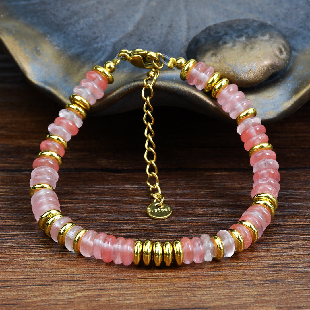 Bracelet Boho en perles d'agate naturelle colorées Olivenorma