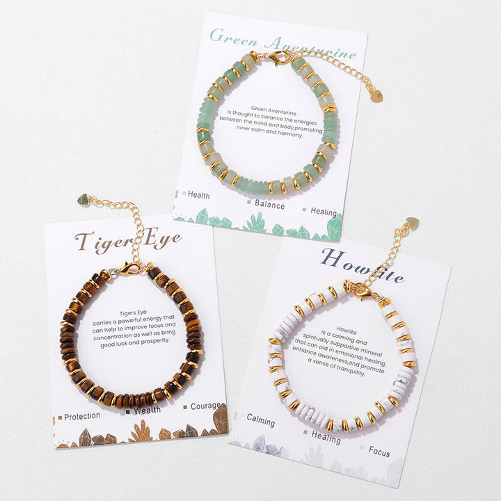 Bracelet en perles de pierres précieuses naturelles taillées à la roue Olivenorma