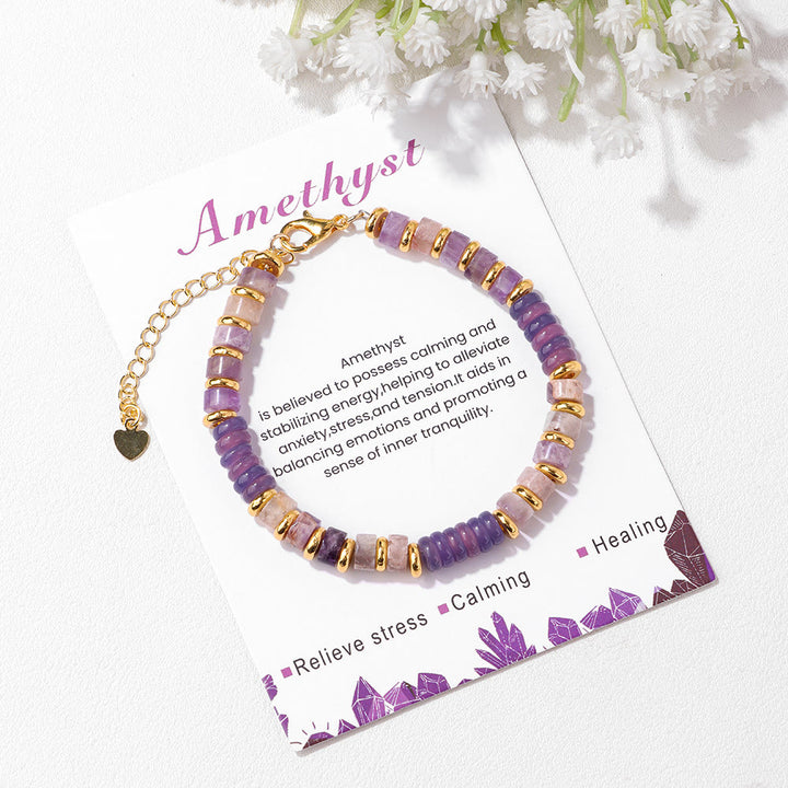 Bracelet en perles de pierres précieuses naturelles taillées à la roue Olivenorma