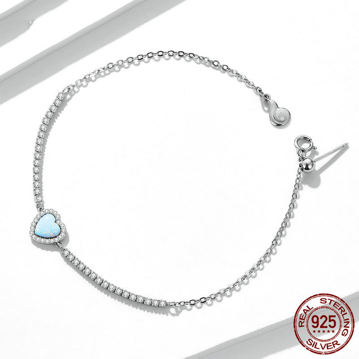 Ensemble de bijoux avec collier et bracelet à breloques en forme de cœur Olivenorma