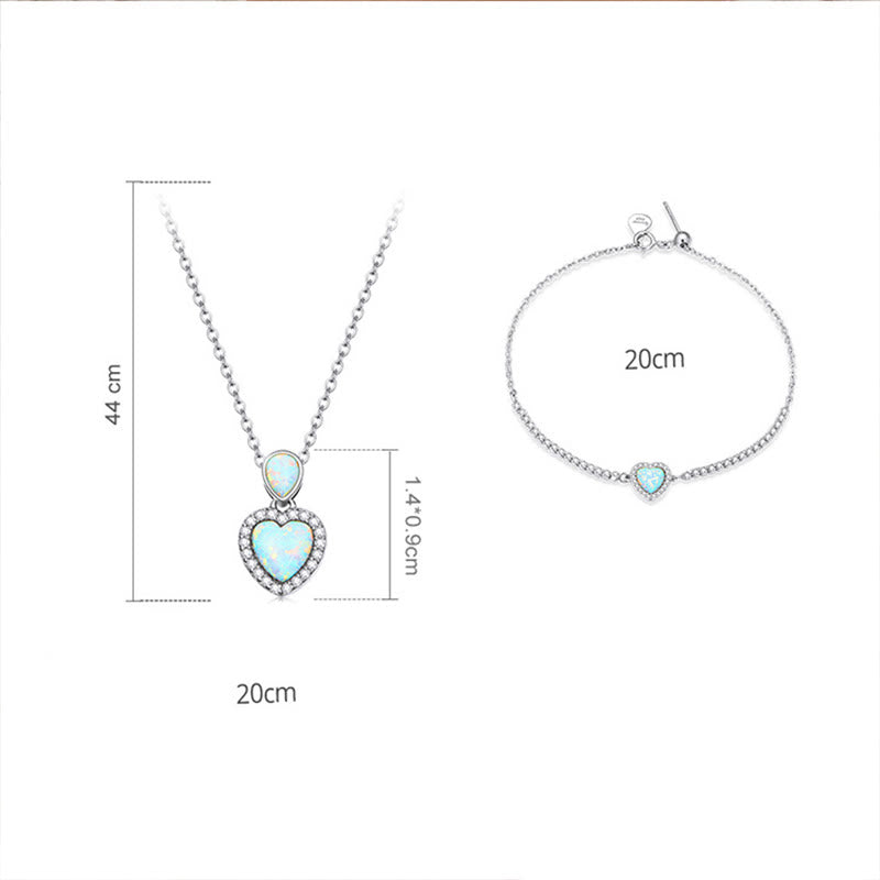 Ensemble de bijoux avec collier et bracelet à breloques en forme de cœur Olivenorma