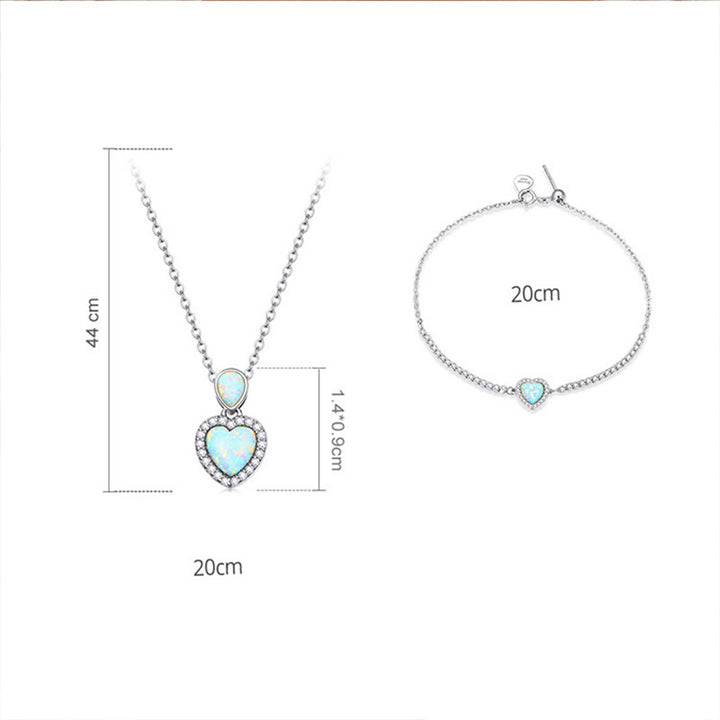 Ensemble de bijoux avec collier et bracelet à breloques en forme de cœur Olivenorma