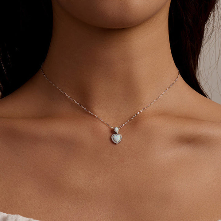 Ensemble de bijoux avec collier et bracelet à breloques en forme de cœur Olivenorma