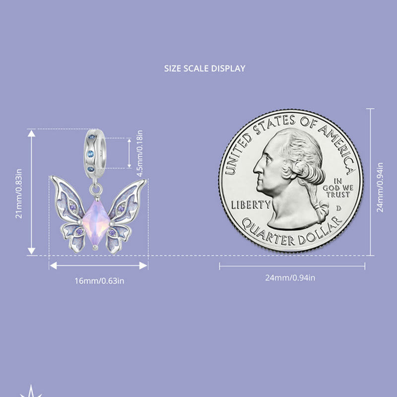 Collier en argent S925 avec breloque en opale en forme de papillon Olivenorma