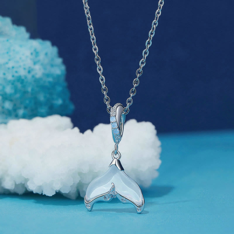 Collier en argent S925 avec opale en queue de poisson Olivenorma