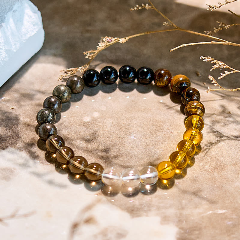 Bracelet de perles en œil de tigre, citrine et quartz fumé Olivenorma