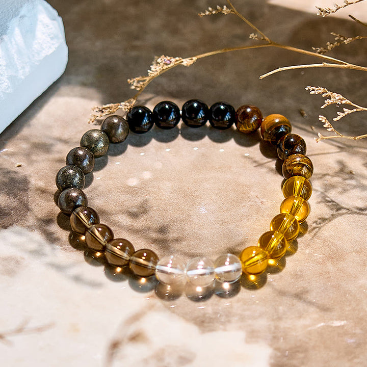 Bracelet de perles en œil de tigre, citrine et quartz fumé Olivenorma