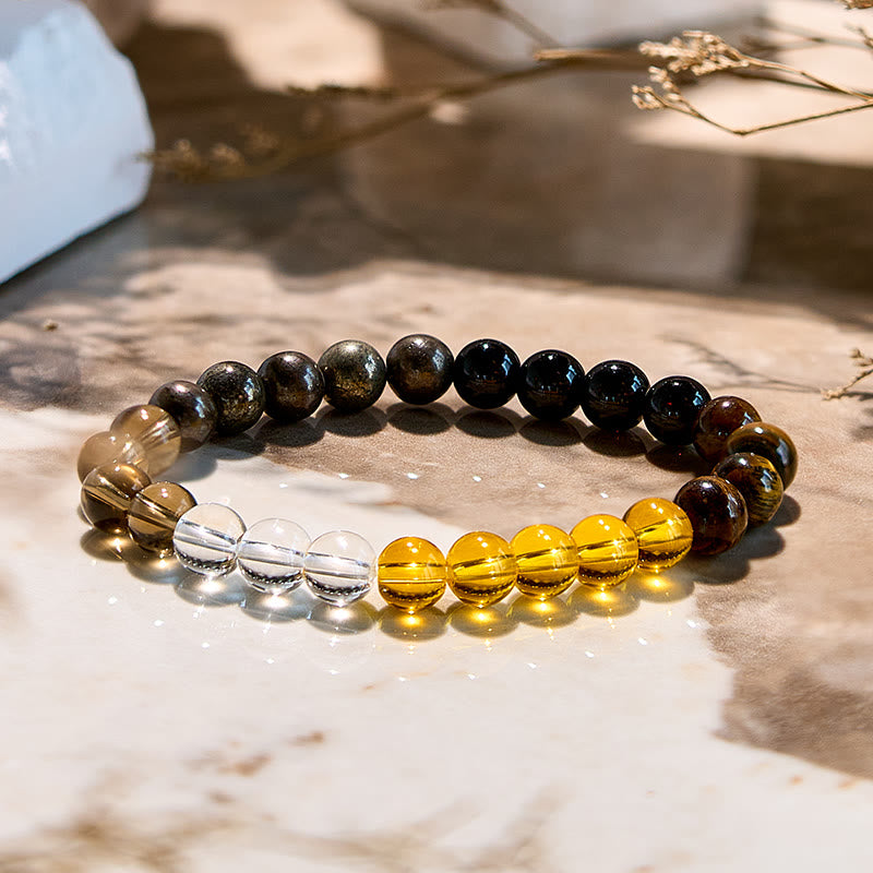 Bracelet de perles en œil de tigre, citrine et quartz fumé Olivenorma