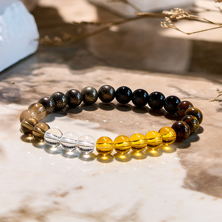 Bracelet de perles en œil de tigre, citrine et quartz fumé Olivenorma