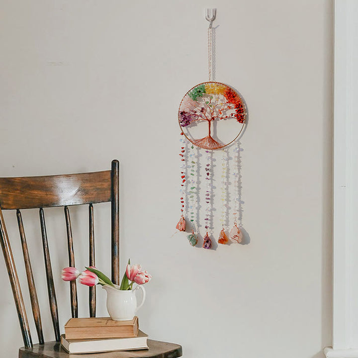 Carillon éolien en pierre naturelle avec chakra arbre de vie Olivenorma