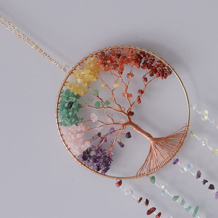 Carillon éolien en pierre naturelle avec chakra arbre de vie Olivenorma