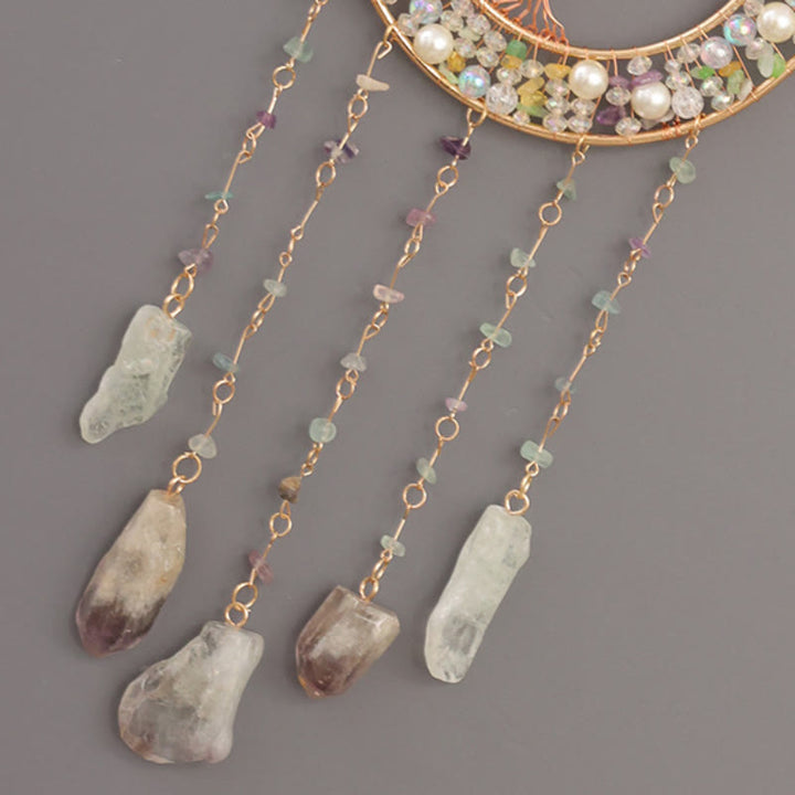 Carillon éolien en forme d'arbre de vie avec perles d'eau douce et péridot Olivenorma