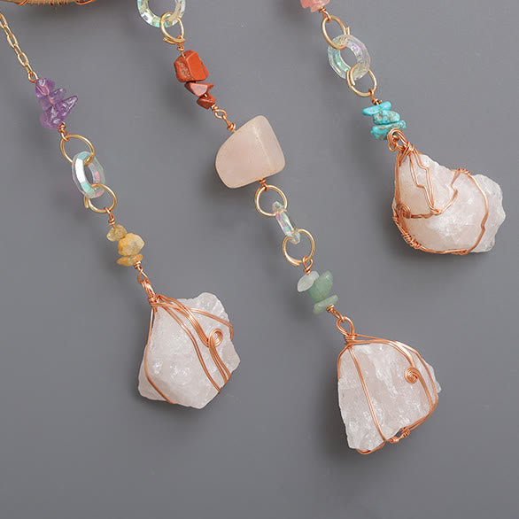 Carillon éolien en cristal transparent avec chakra arbre de vie Olivenorma