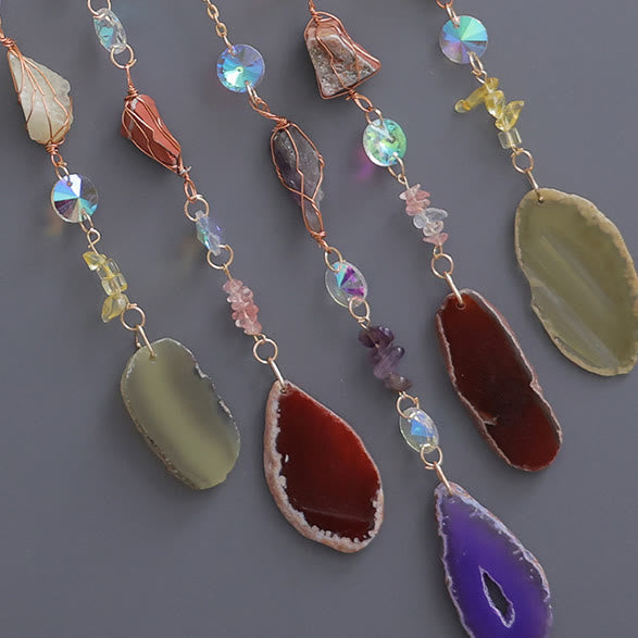 Carillon éolien en citrine et fluorite avec arbre de vie Olivenorma