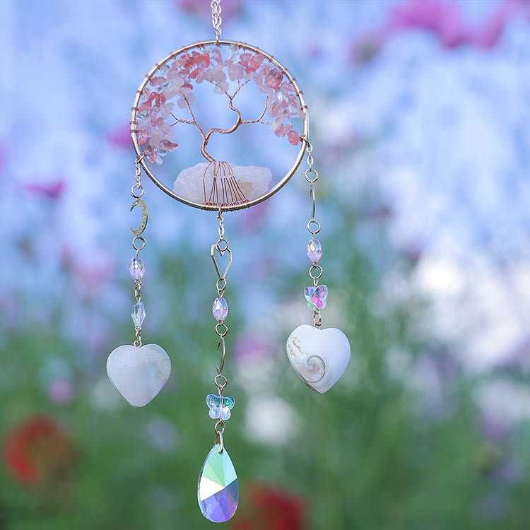 Carillon éolien Olivenorma en quatre pierres naturelles représentant l'arbre de vie