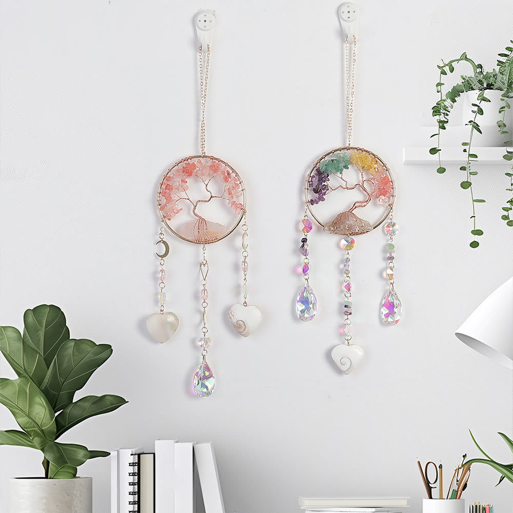 Carillon éolien Olivenorma en quatre pierres naturelles représentant l'arbre de vie