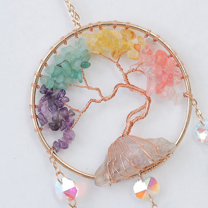 Carillon éolien Olivenorma en quatre pierres naturelles représentant l'arbre de vie