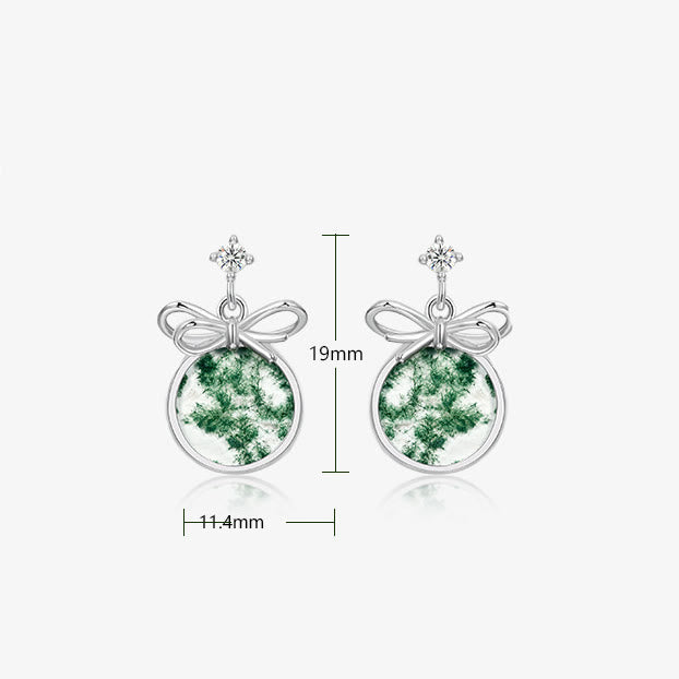 Boucles d'oreilles en forme de nœud en agate mousse naturelle Olivenorma
