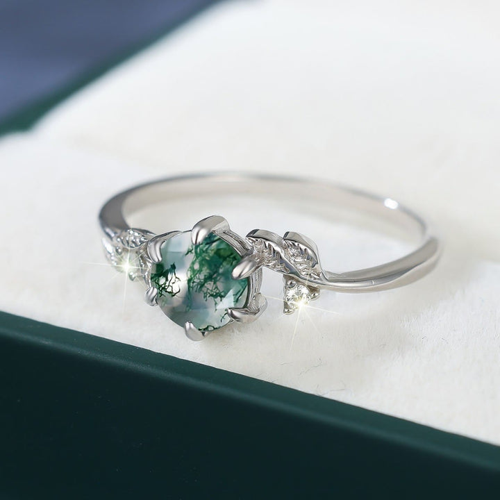 Bague enroulée en feuille d'agate mousse naturelle Olivenorma