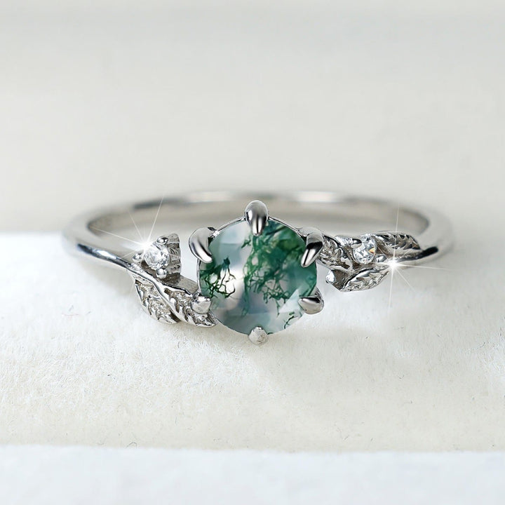 Bague enroulée en feuille d'agate mousse naturelle Olivenorma