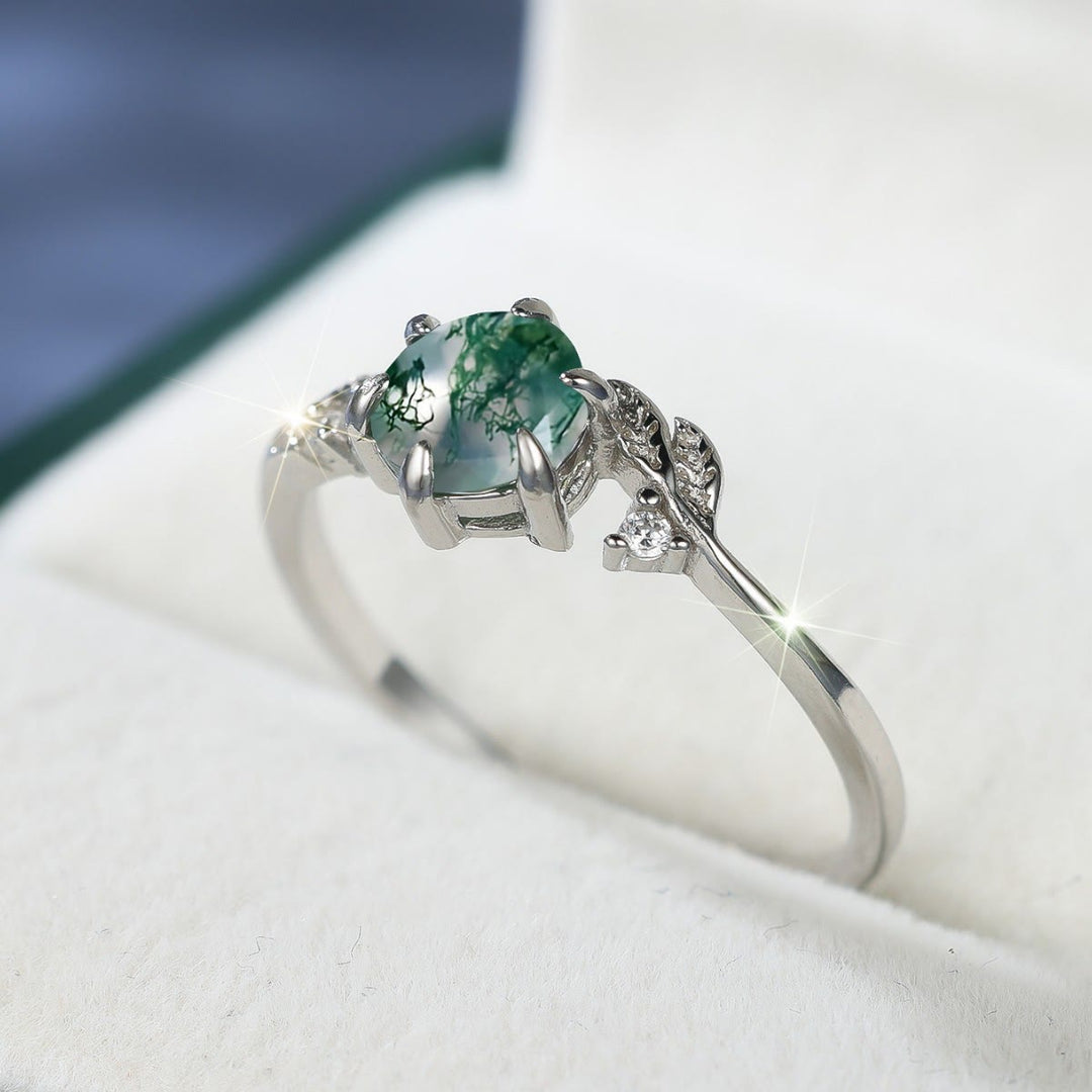 Bague enroulée en feuille d'agate mousse naturelle Olivenorma