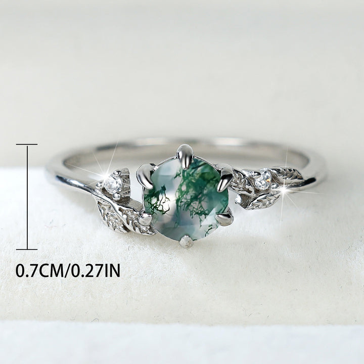 Bague enroulée en feuille d'agate mousse naturelle Olivenorma