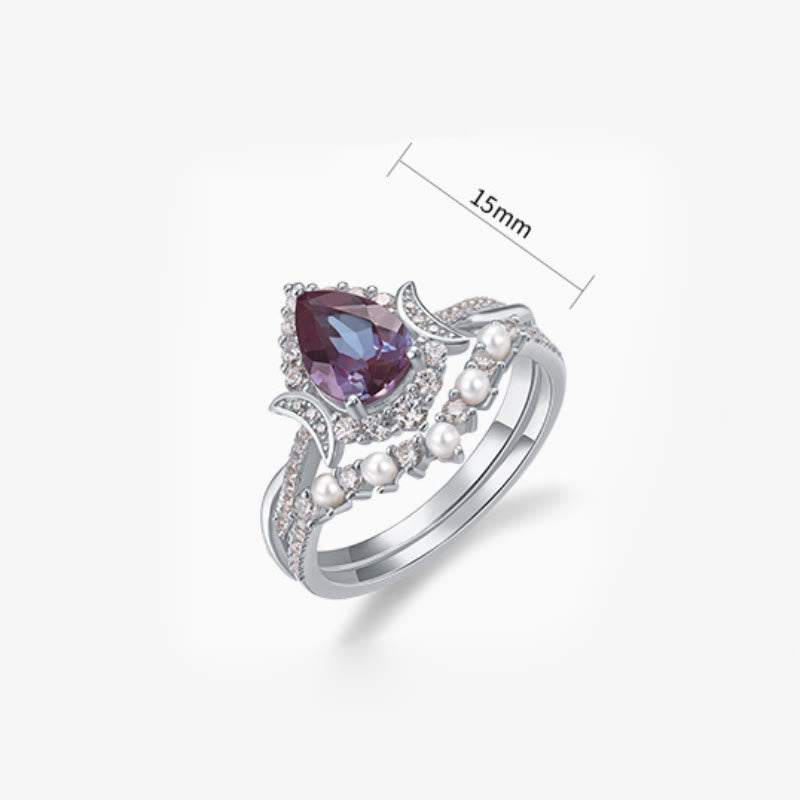 Ensemble de 2 bagues en alexandrite taille poire Olivenorma