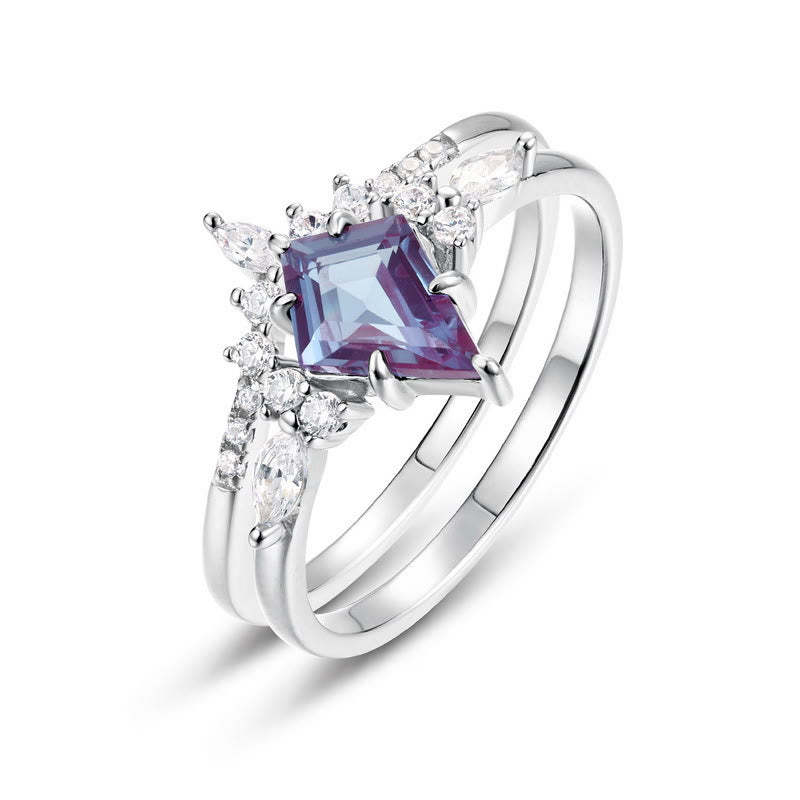Ensemble de 2 bagues en alexandrite naturelle Olivenorma