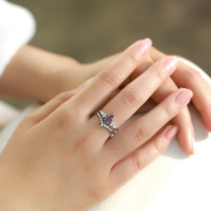 Ensemble de 2 bagues en alexandrite naturelle Olivenorma