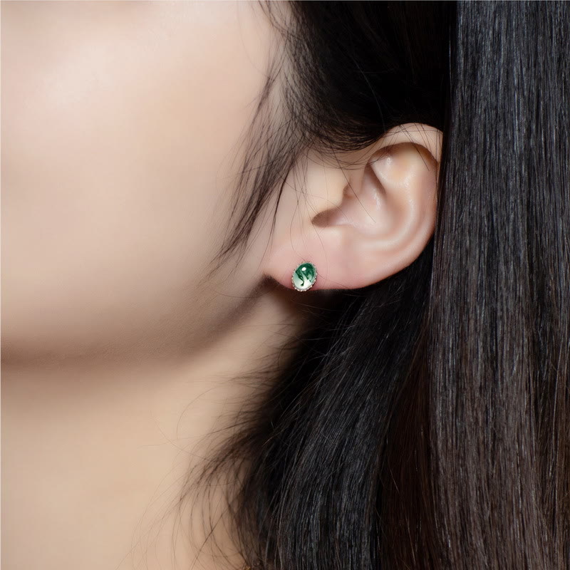 Ensemble de bijoux avec pendentif en agate mousse naturelle à coupe ronde Olivenorma