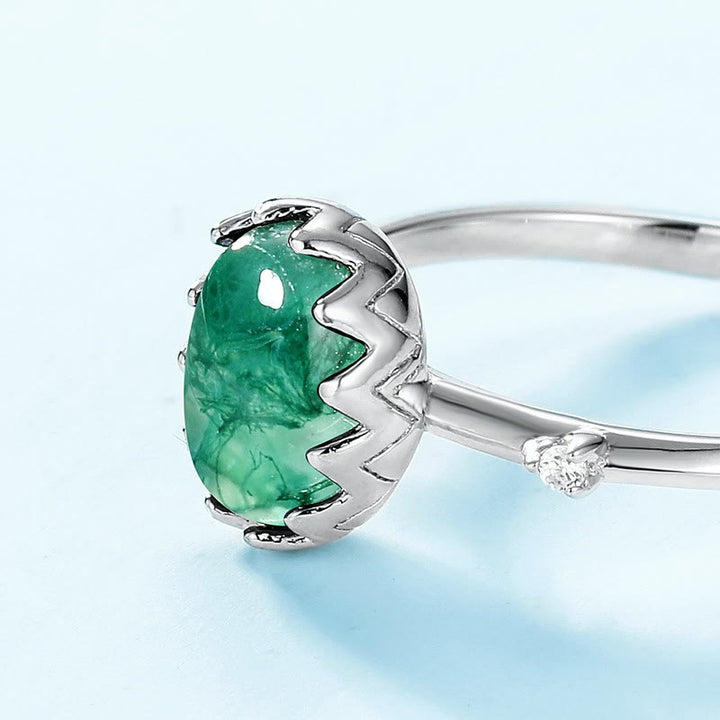 Ensemble de bijoux avec pendentif en agate mousse naturelle à coupe ronde Olivenorma