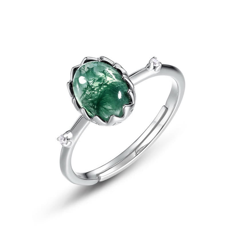 Ensemble de bijoux avec pendentif en agate mousse naturelle à coupe ronde Olivenorma