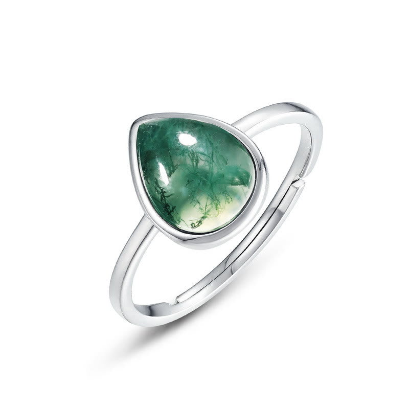 Ensemble de bijoux avec pendentif en agate mousse naturelle taille poire Olivenorma