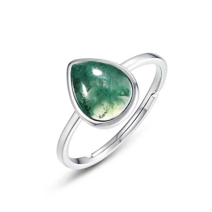 Ensemble de bijoux avec pendentif en agate mousse naturelle taille poire Olivenorma