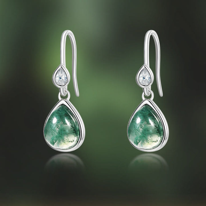 Ensemble de bijoux avec pendentif en agate mousse naturelle taille poire Olivenorma