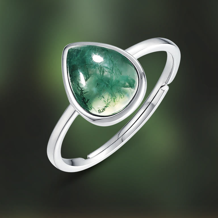 Ensemble de bijoux avec pendentif en agate mousse naturelle taille poire Olivenorma