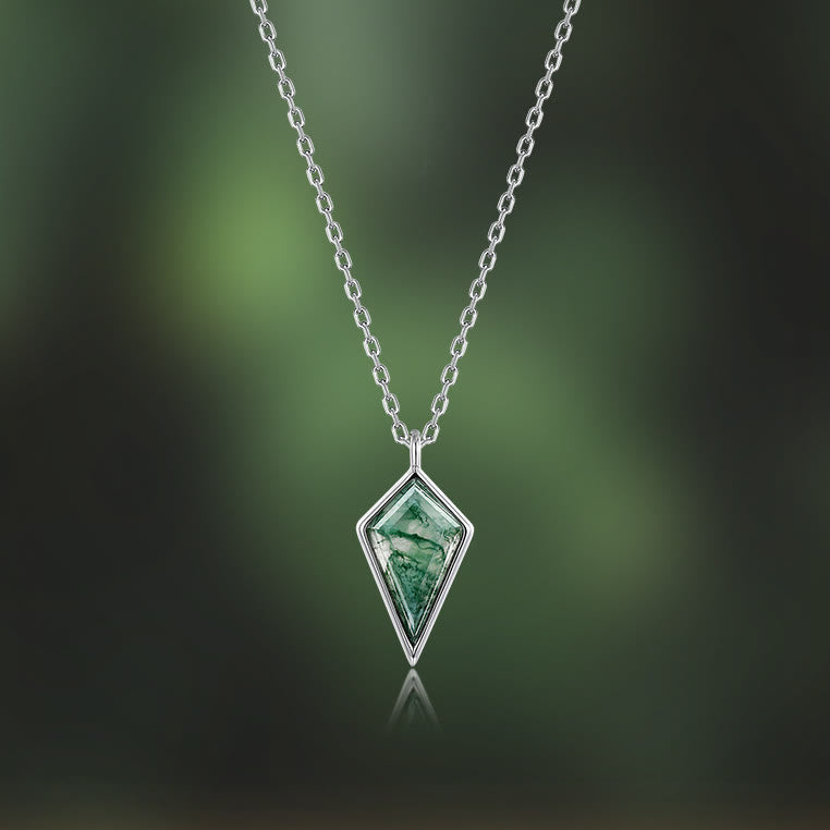 Ensemble de bijoux en agate mousse naturelle taillée en cerf-volant Olivenorma