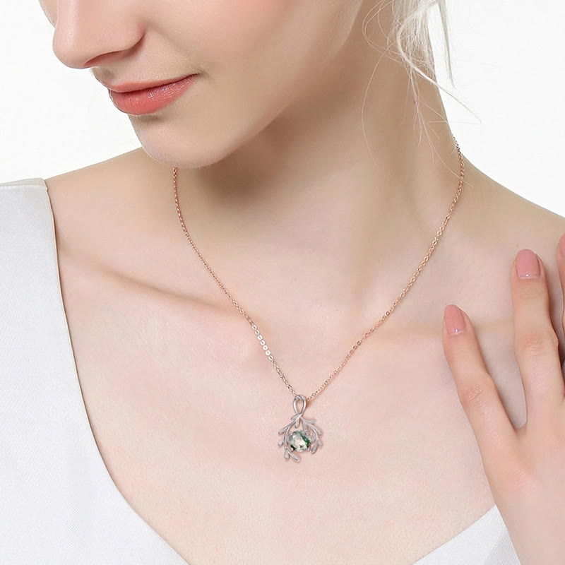 Ensemble de bijoux enveloppants en feuille d'agate mousse naturelle Olivenorma