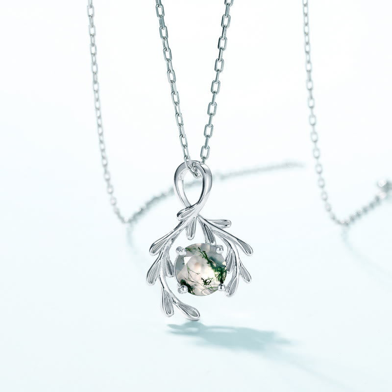 Ensemble de bijoux enveloppants en feuille d'agate mousse naturelle Olivenorma