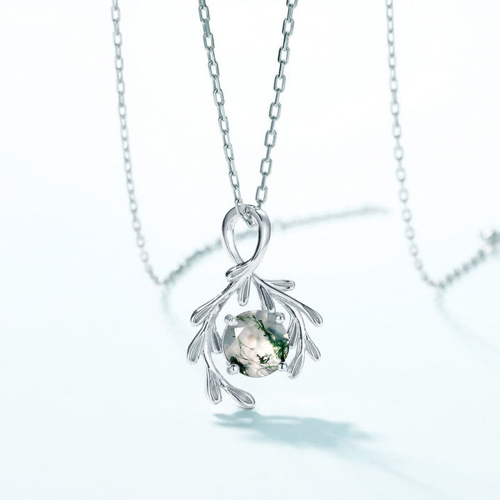 Ensemble de bijoux enveloppants en feuille d'agate mousse naturelle Olivenorma