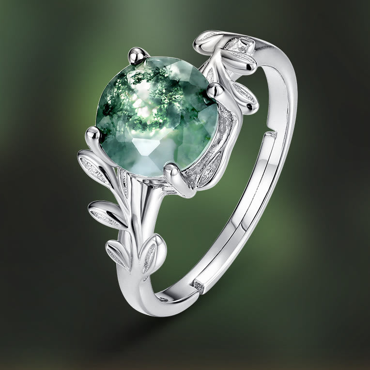 Ensemble de bijoux enveloppants en feuille d'agate mousse naturelle Olivenorma