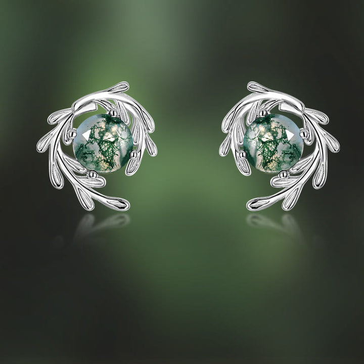 Ensemble de bijoux enveloppants en feuille d'agate mousse naturelle Olivenorma