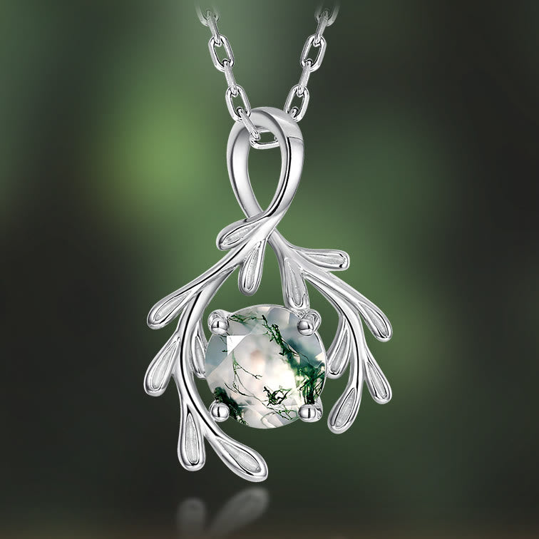 Ensemble de bijoux enveloppants en feuille d'agate mousse naturelle Olivenorma