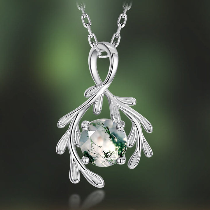 Ensemble de bijoux enveloppants en feuille d'agate mousse naturelle Olivenorma